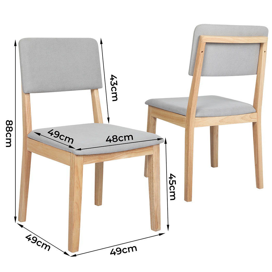 2x Dining Chair Solid Wood Lounge Seat Back Upholstered Linen Padded.