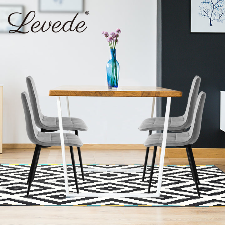 Grey Leather Dining Chairs Set of 4.