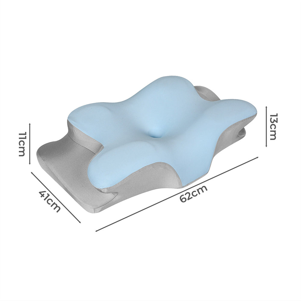 Contour Memory Foam Pillow Cervical Neck Shoulder Pain Relief Blue.
