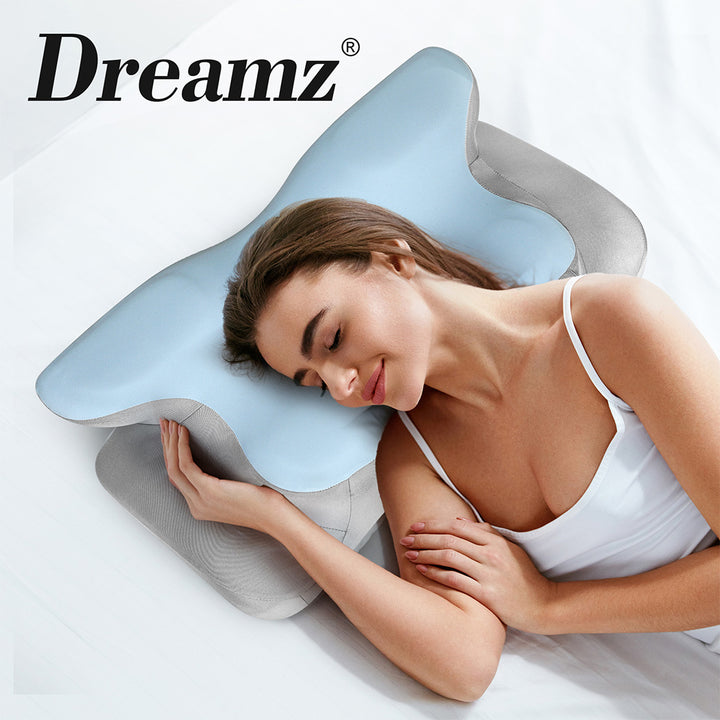Contour Memory Foam Pillow Cervical Neck Shoulder Pain Relief Blue.