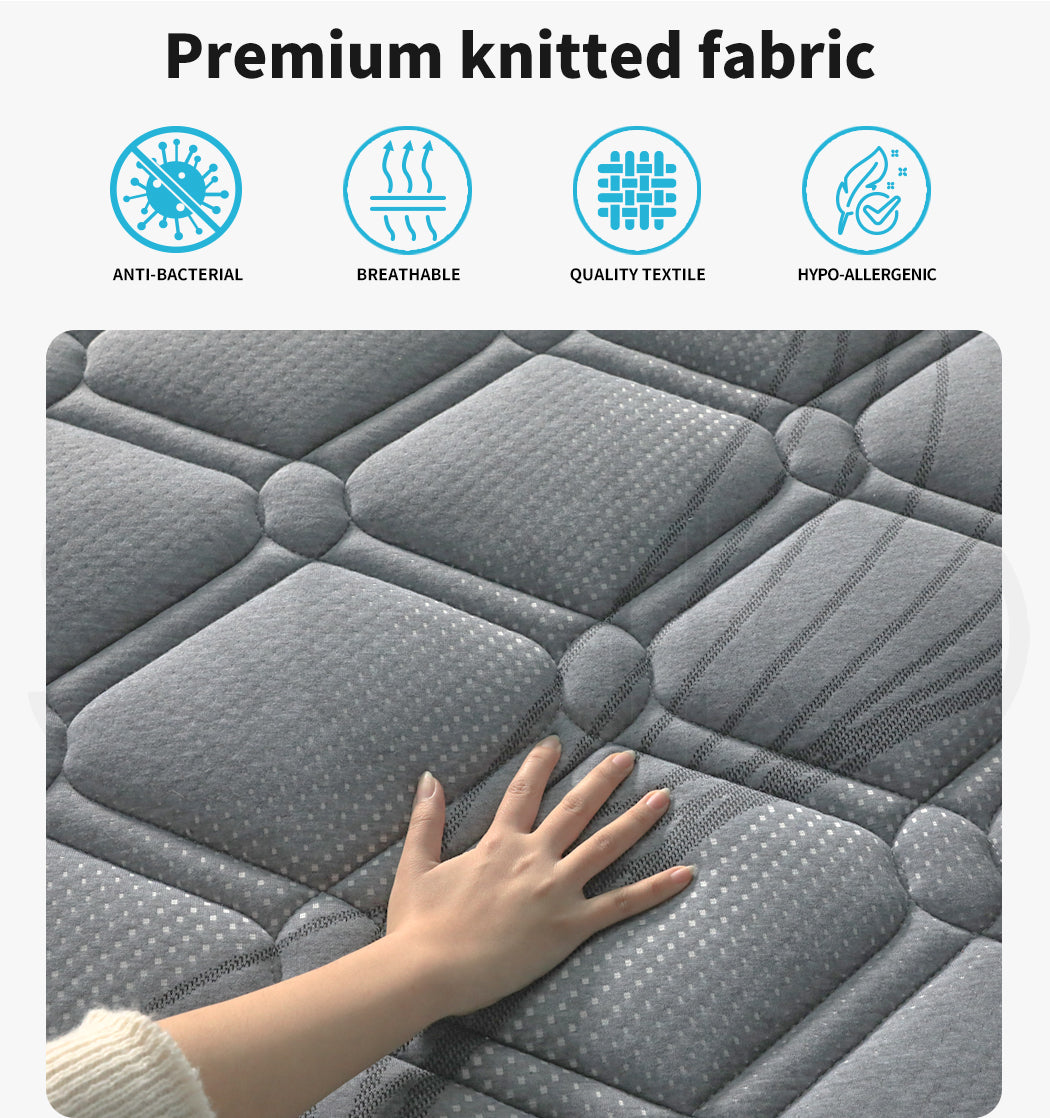 Spring Mattress Bed Pocket Egg Crate Foam Medium Firm King Single 22CM.