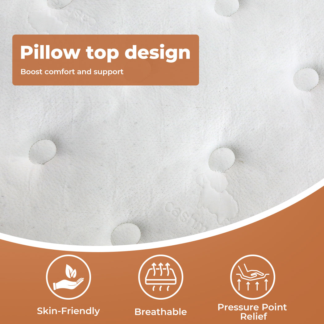 Mattress Pillow Top 7 Zone Pocket Spring Memory Foam 32CM King Single.