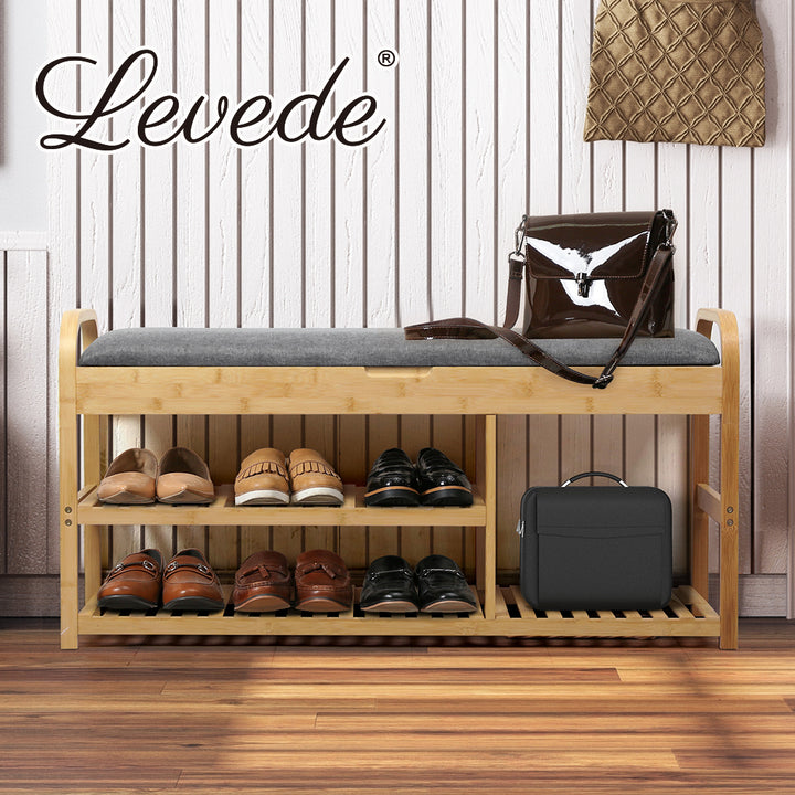Bamboo Shoe Rack Bench Entryway Seat.
