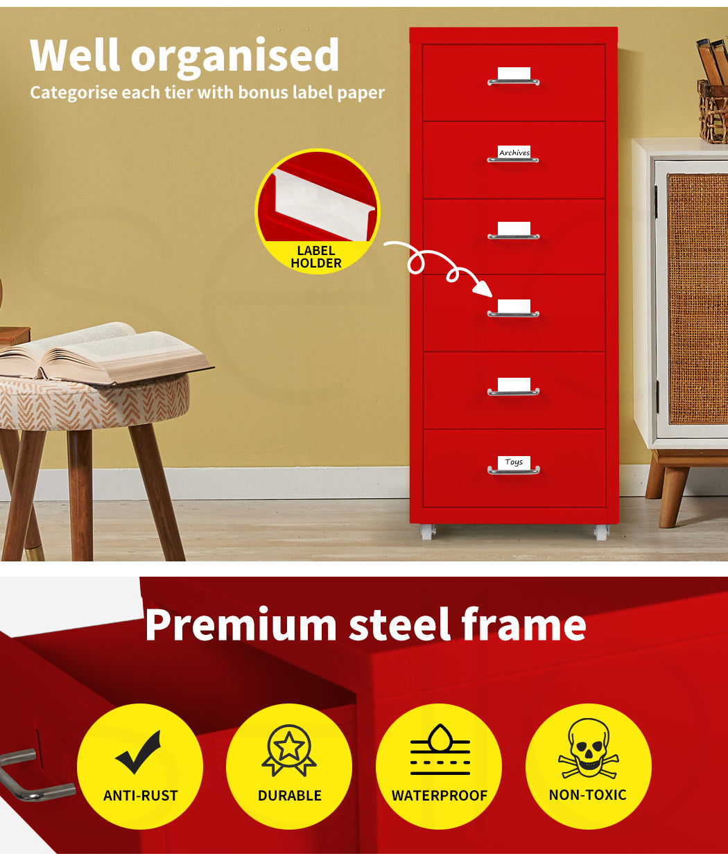 Office Cabinet 6 Drawer Storage Solutions