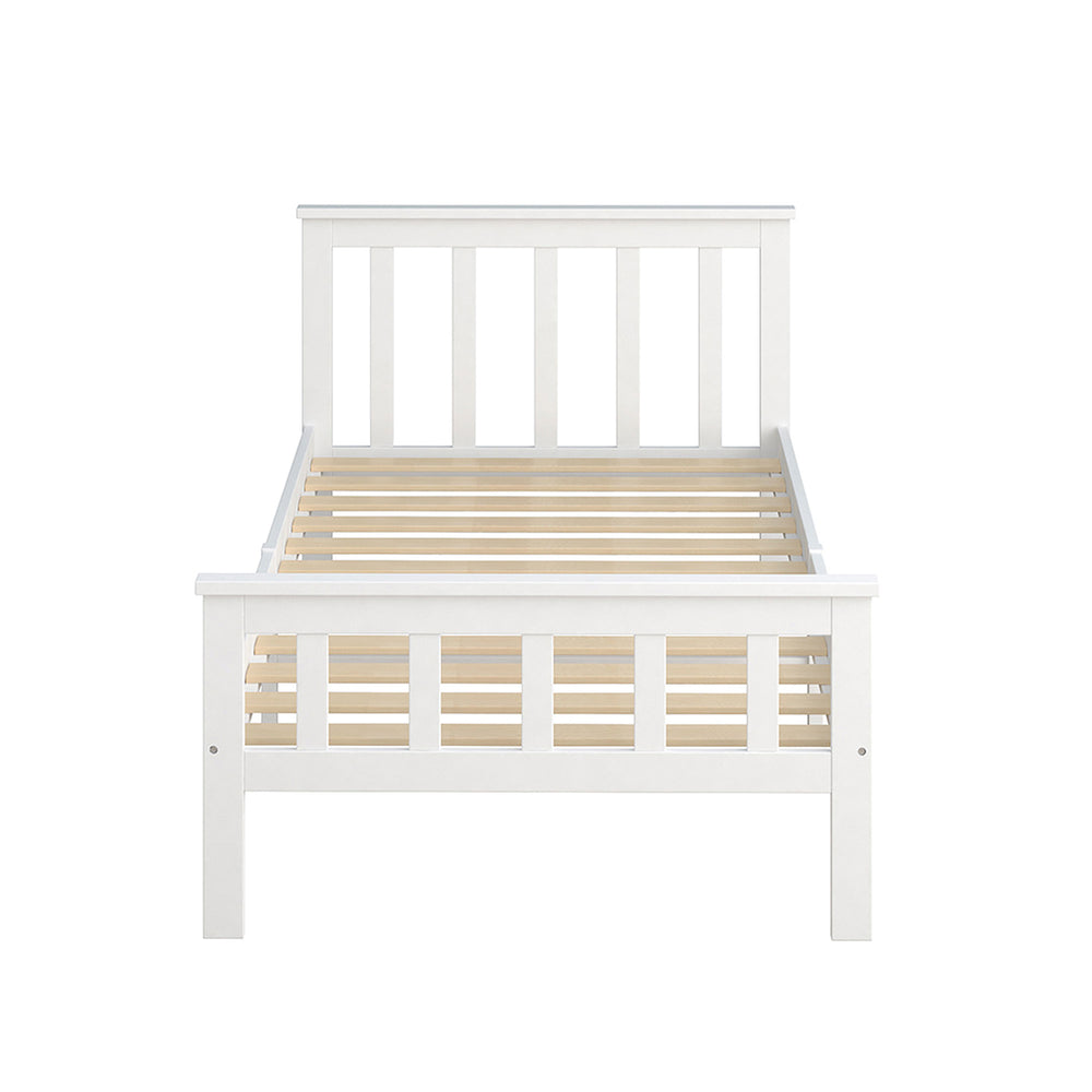 Levede Single Size Bed Frame Wooden White.