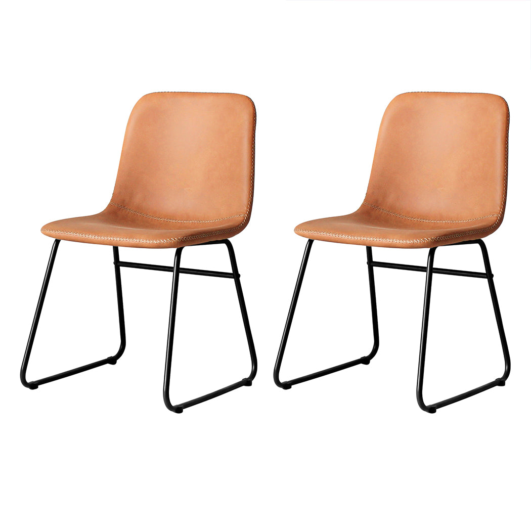2x Dining Chairs Kitchen Table Brown.