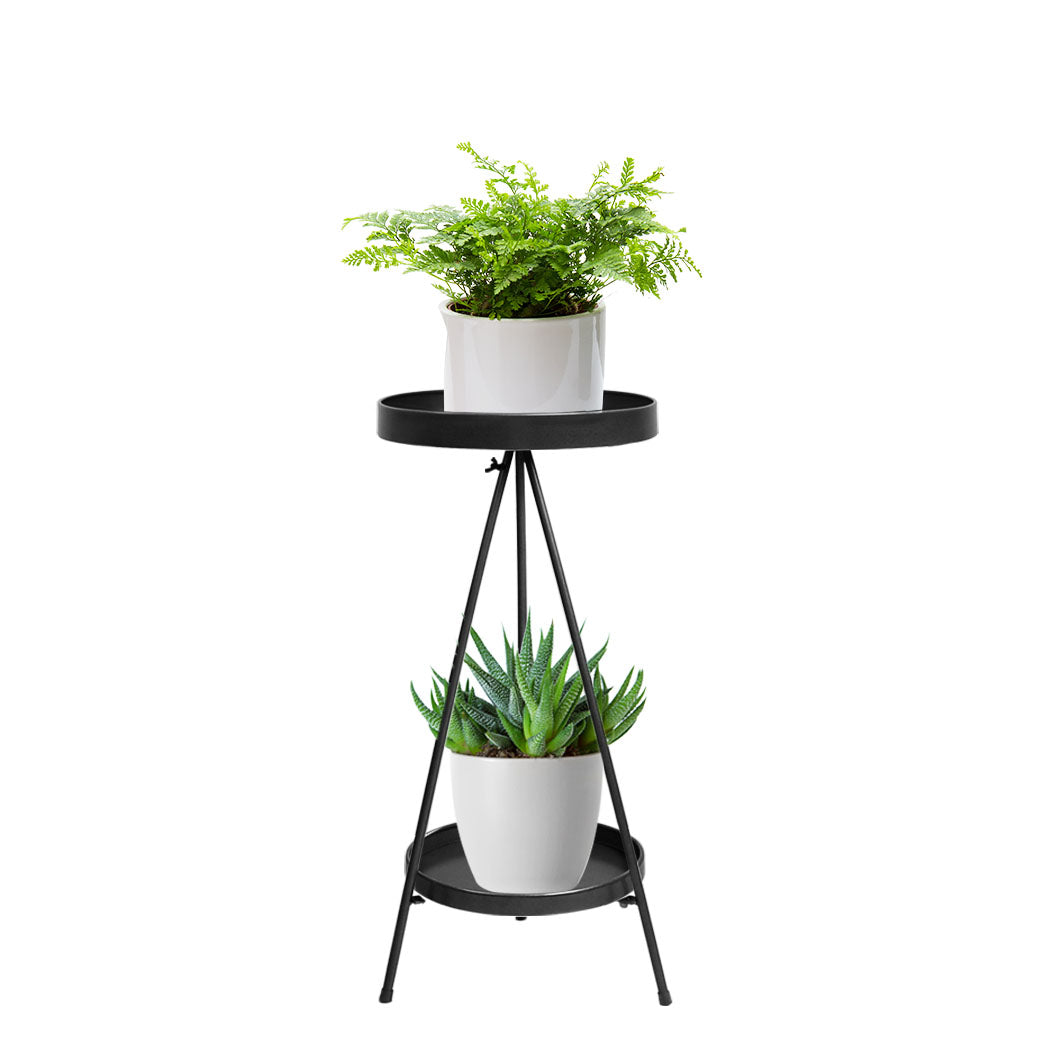 Levede Plant Stand 2 Tiers Outdoor Indoor Black Medium.