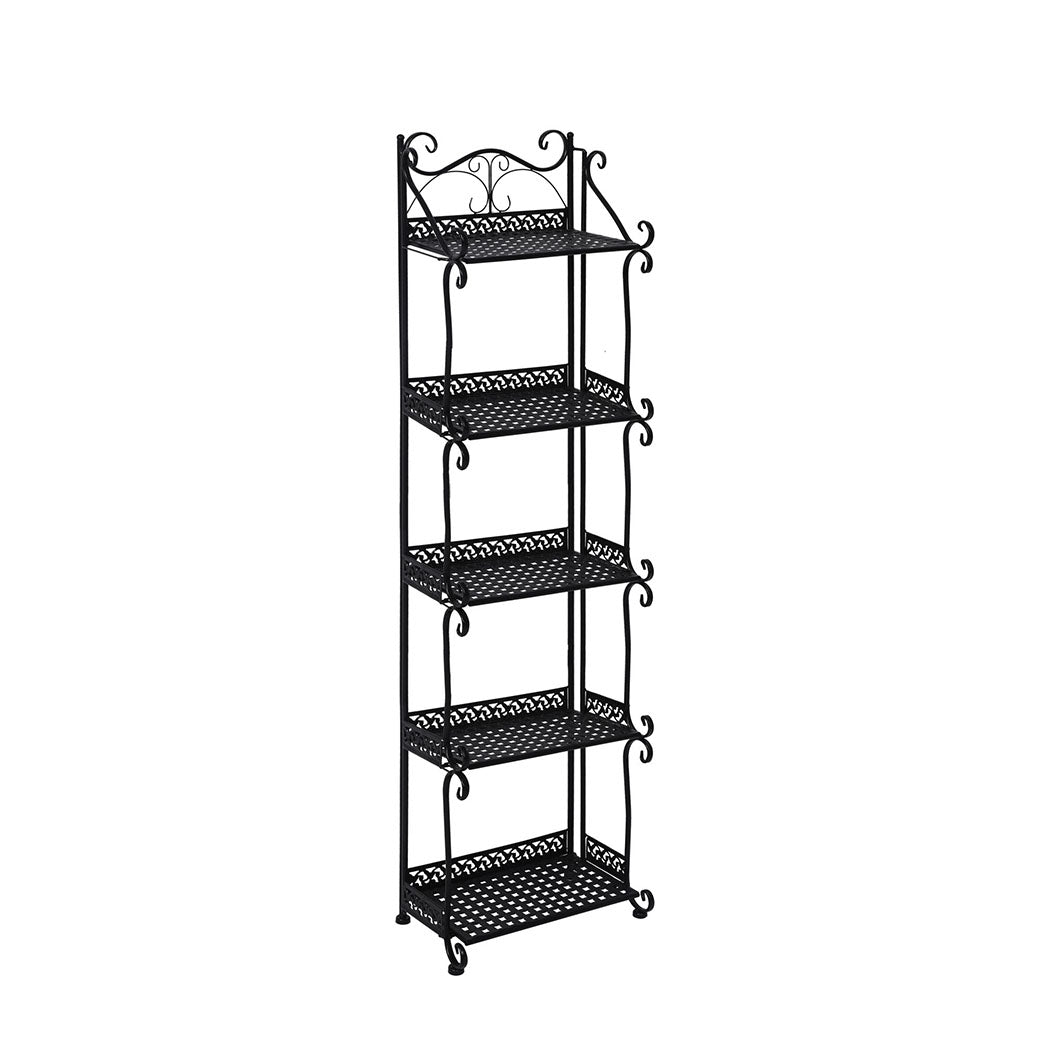 Levede Plant Stand 5 Tiers Outdoor Indoor Black.