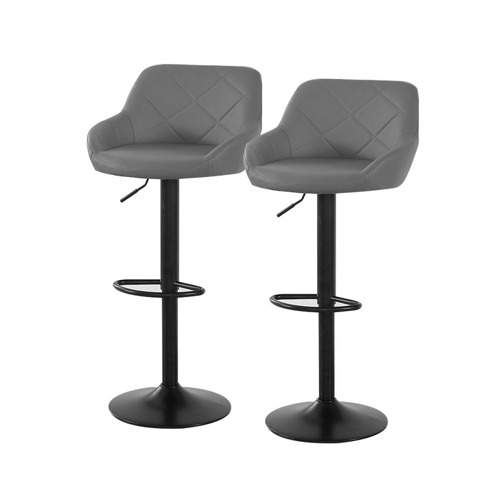 2x Bar Stools Stool Kitchen Chairs Swivel Grey.