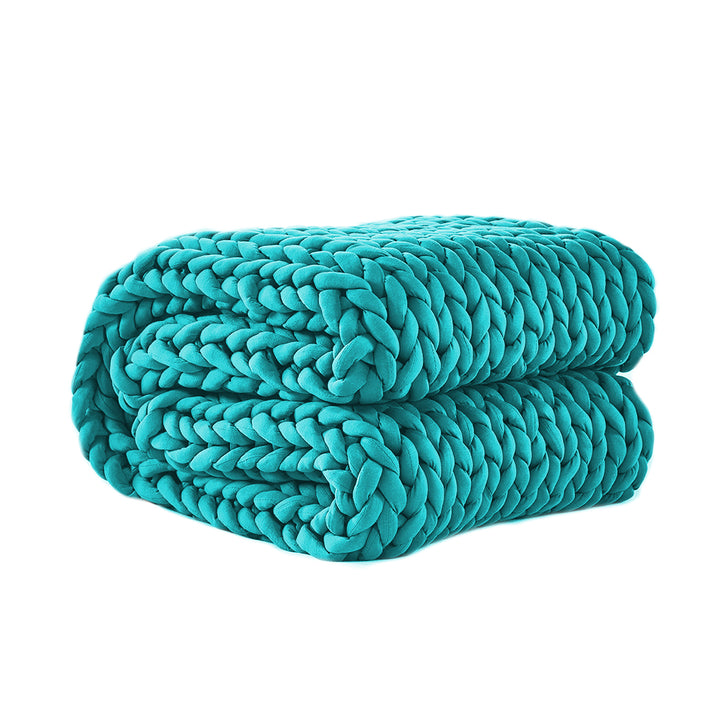 Dreamz Knitted Weighted Blanket Chunky Blue Kids.