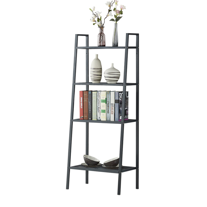 Bookshelf 4 Tier Ladder Shelf Unit Bookcase Black.