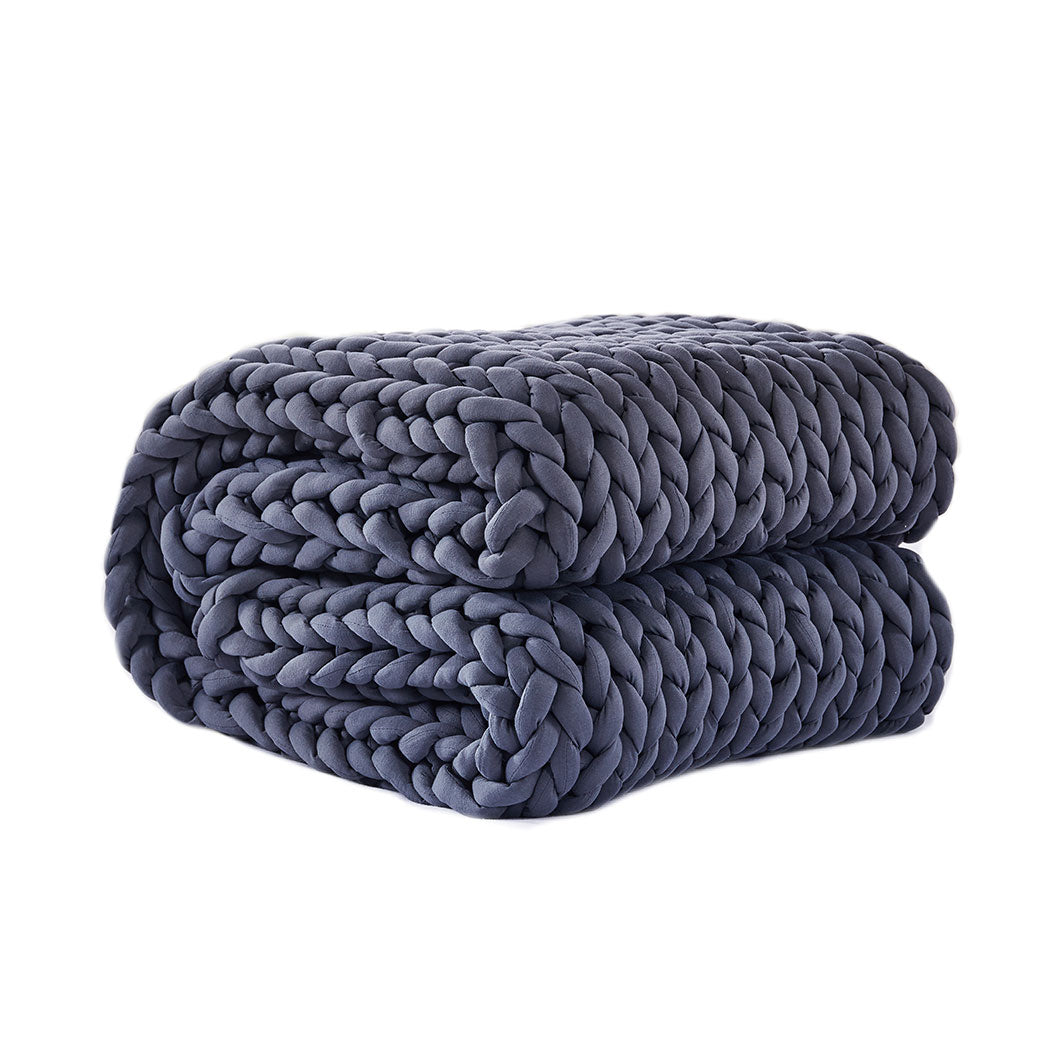 Dreamz Knitted Weighted Blanket Chunky Dark Grey Double 7KG.