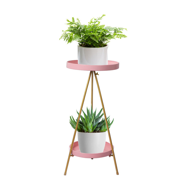 Levede Plant Stand 2 Tiers Outdoor Indoor Pink Gold Medium.