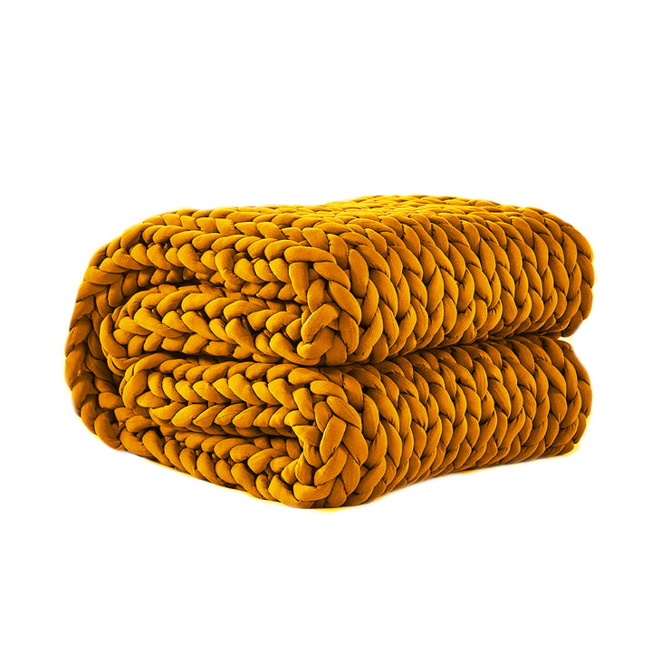 Dreamz Knitted Weighted Blanket Chunky Yellow Kids.