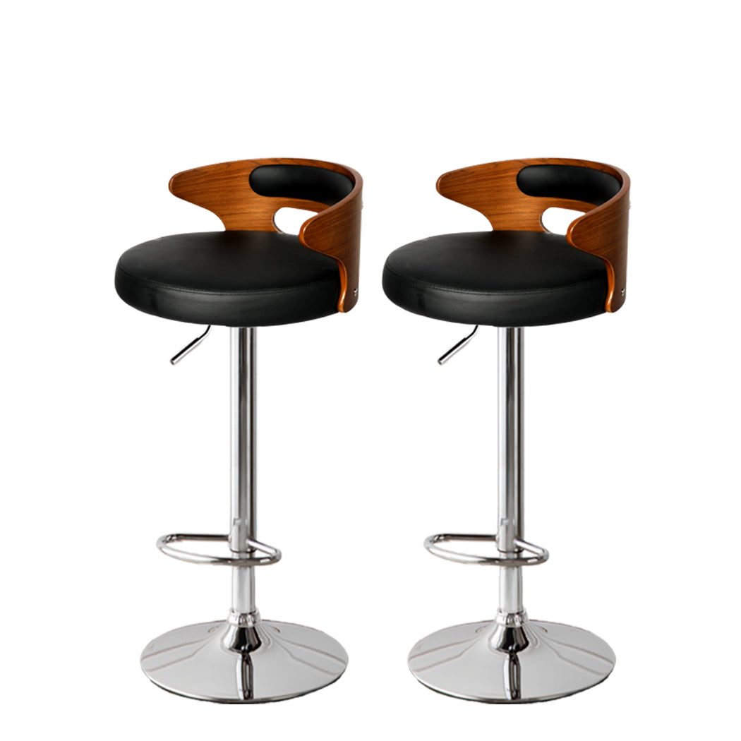 Levede 1x Kitchen Bar Stools Gas Lift Black Silver.