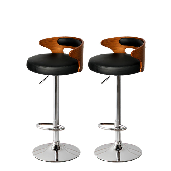 Levede 1x Kitchen Bar Stools Gas Lift Black Silver.