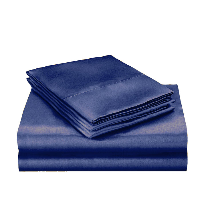 Silky Satin Quilt Cover Set Bedspread Blue.
