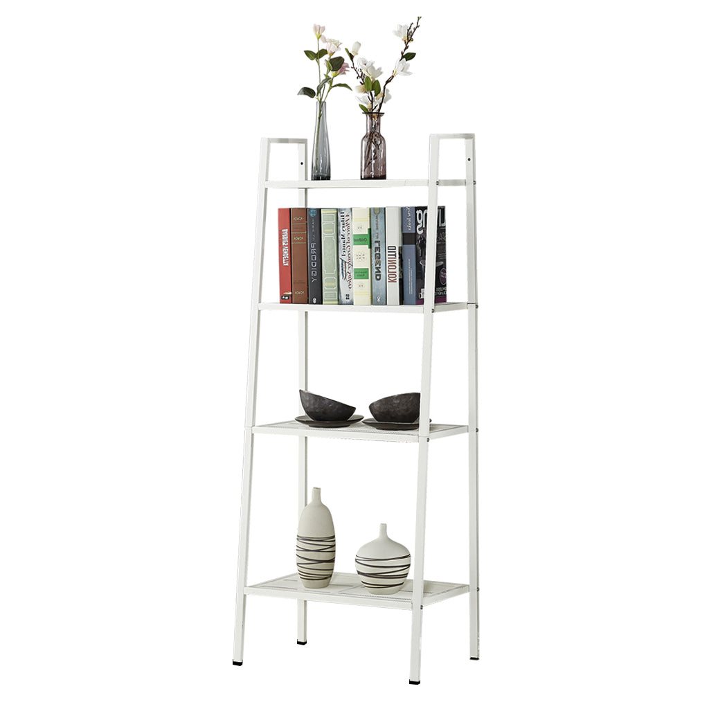 Bookshelf 4 Tier Ladder Shelf Unit Bookcase White.