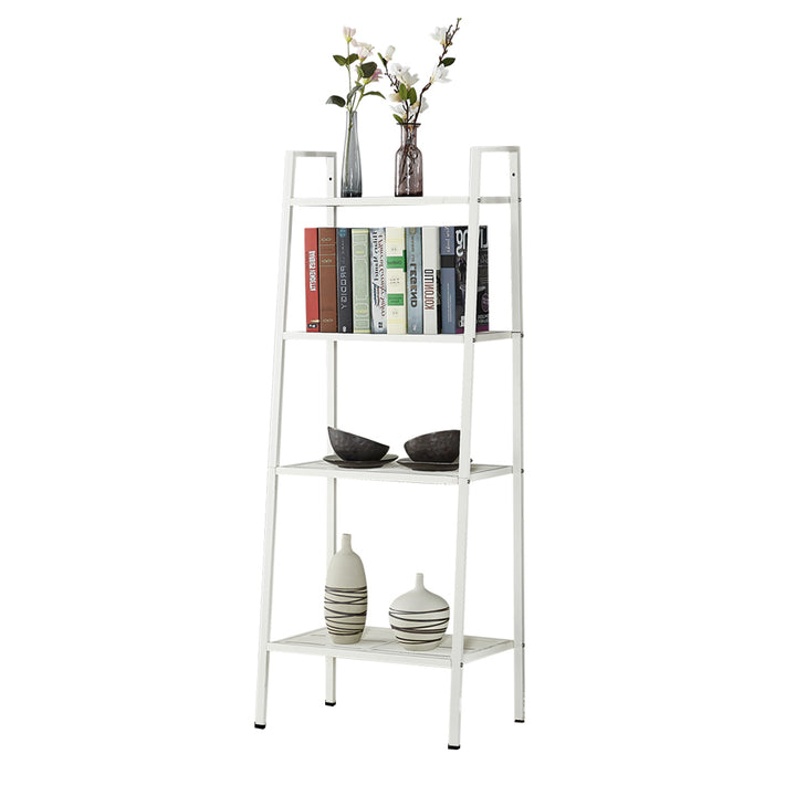 Bookshelf 4 Tier Ladder Shelf Unit Bookcase White.