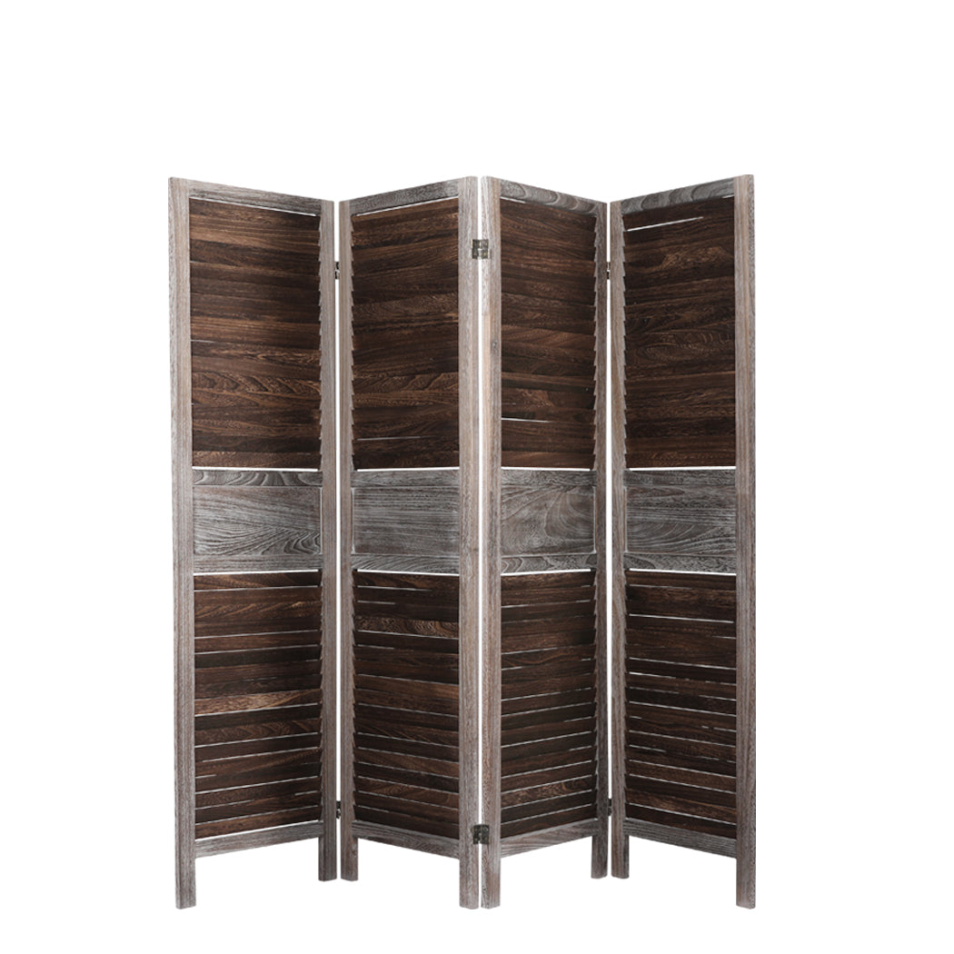 Levede 4 Panel Partition Room Divider Brown.