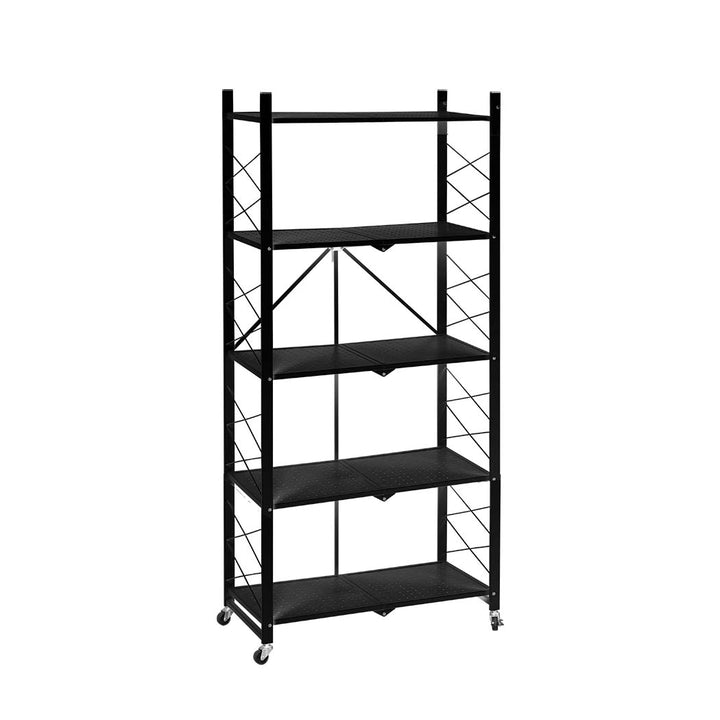 Levede Foldable Storage Shelf Display Black 5 Tiers.