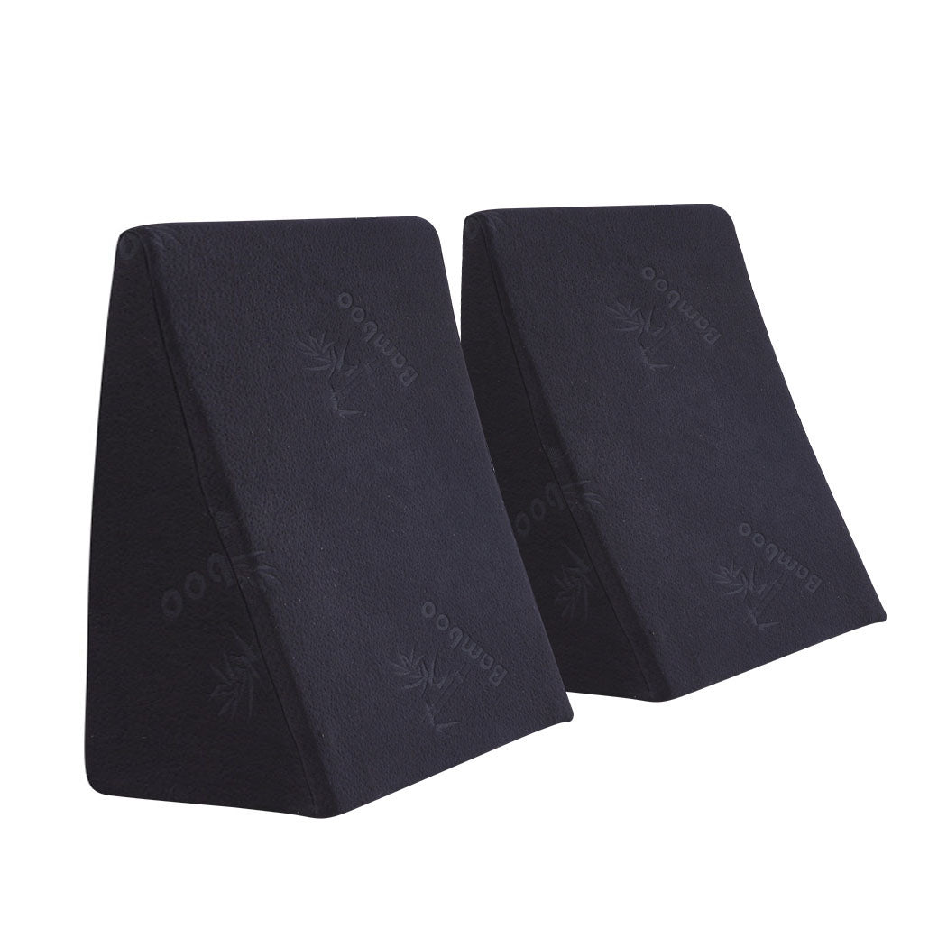Cool Gel Memory Foam Bed Wedge Pillow Black 25+30.