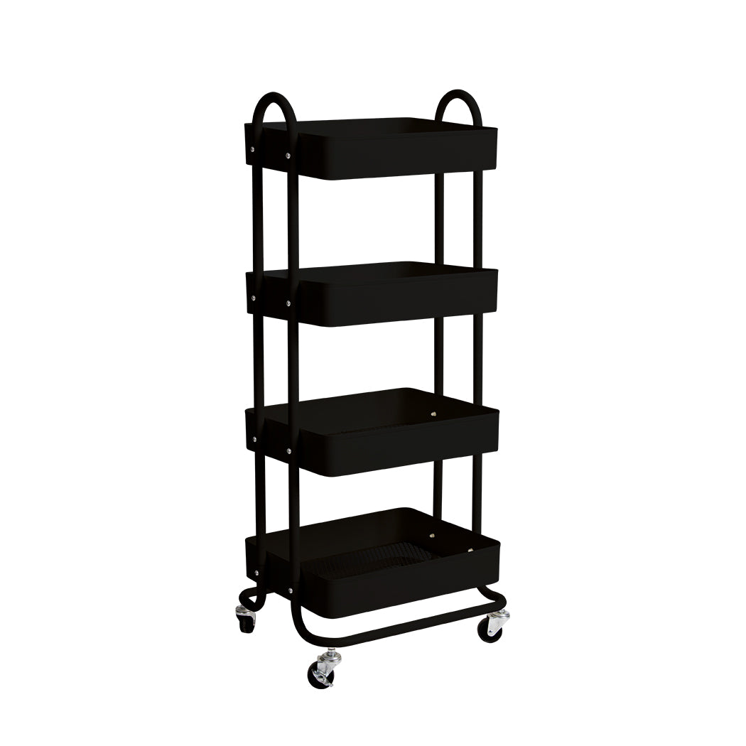 Levede 4 Tiers Kitchen Trolley Cart Black.