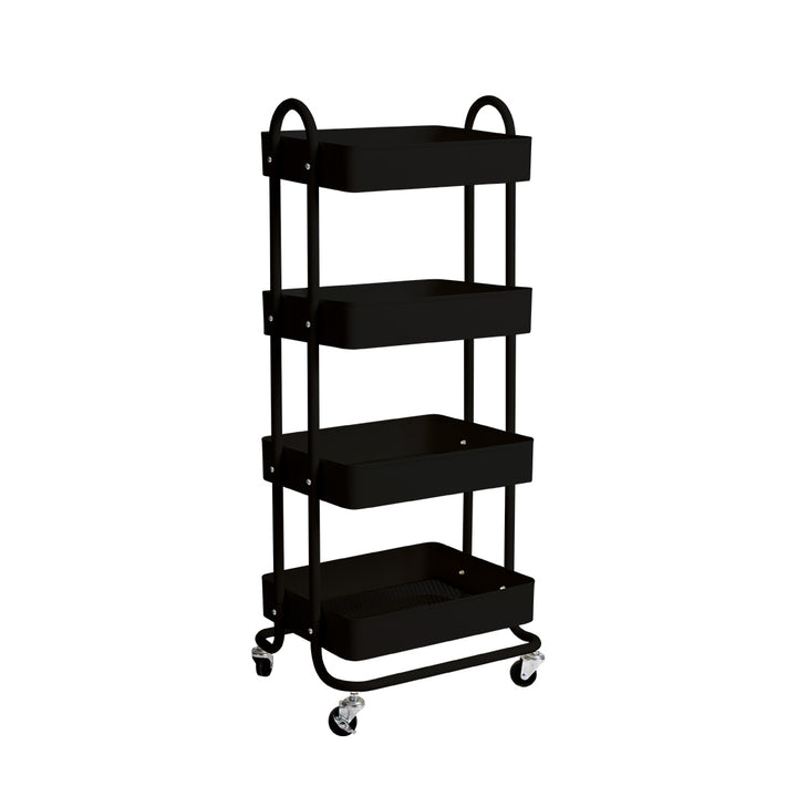 Levede 4 Tiers Kitchen Trolley Cart Black.