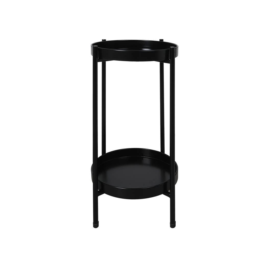 Levede 2 Tier Plant Stand Metal Flower Black Medium.