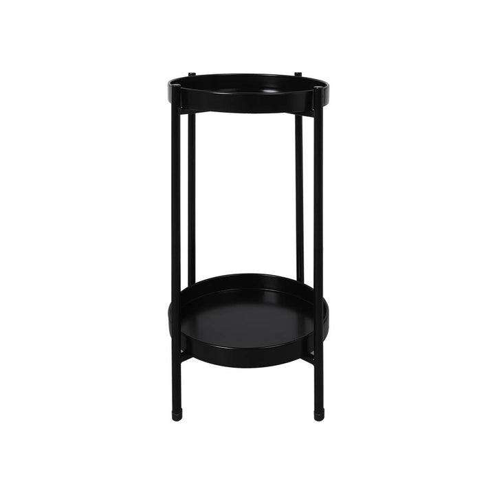 Levede 2 Tier Plant Stand Metal Flower Black Medium.