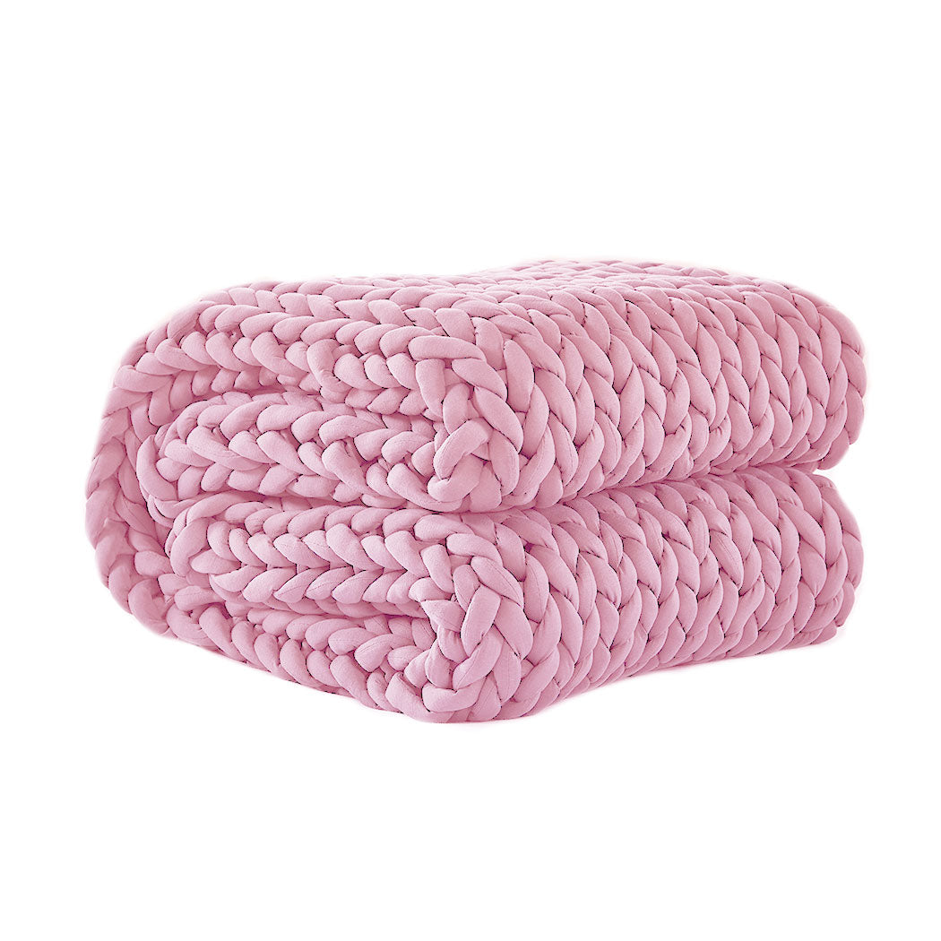 Dreamz Knitted Weighted Blanket Chunky Pink Double 7KG.