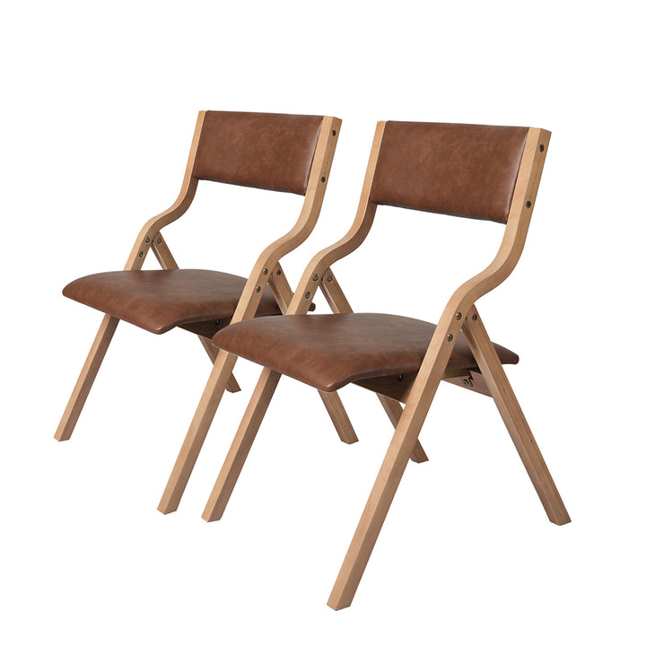 2x Dining Chairs Foldable PU Leather Kitchen Chair Lounge Room Vintage.