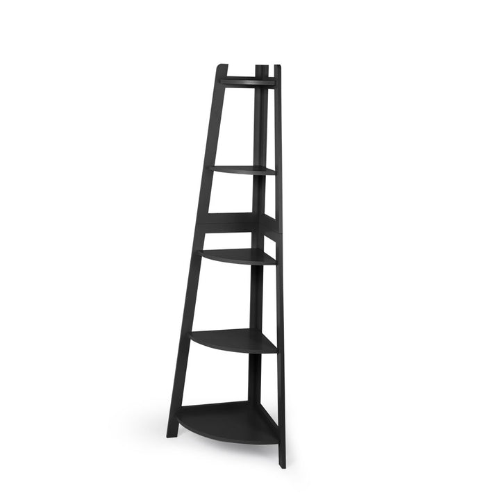 Levede 5 Tier Corner Shelf Wooden Storage Black.