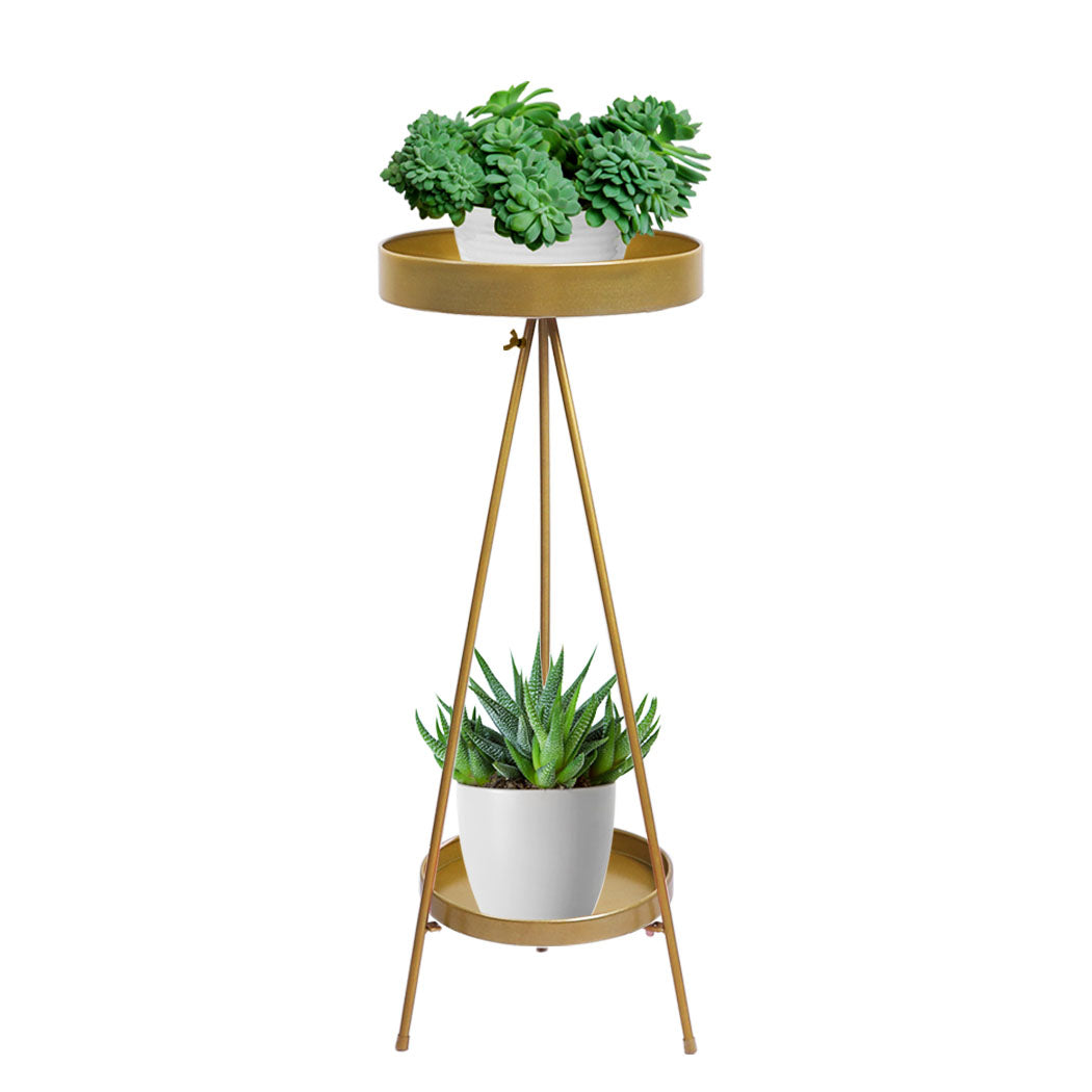 Levede Plant Stand 2 Tiers Outdoor Indoor Gold Large.