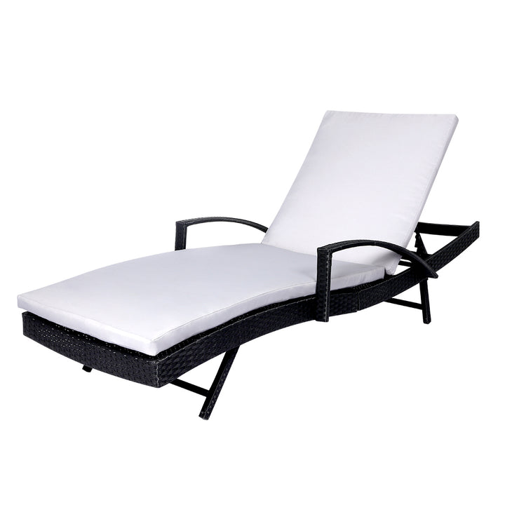 Levede Sun Lounger Wicker Lounge Outdoor Grey.