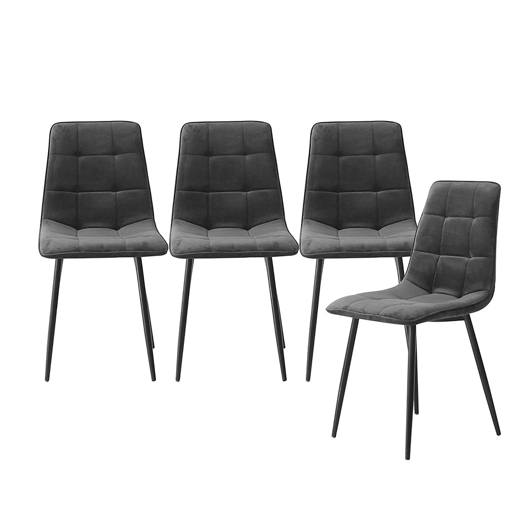 4x Dining Chairs Kitchen Velvet Grey.