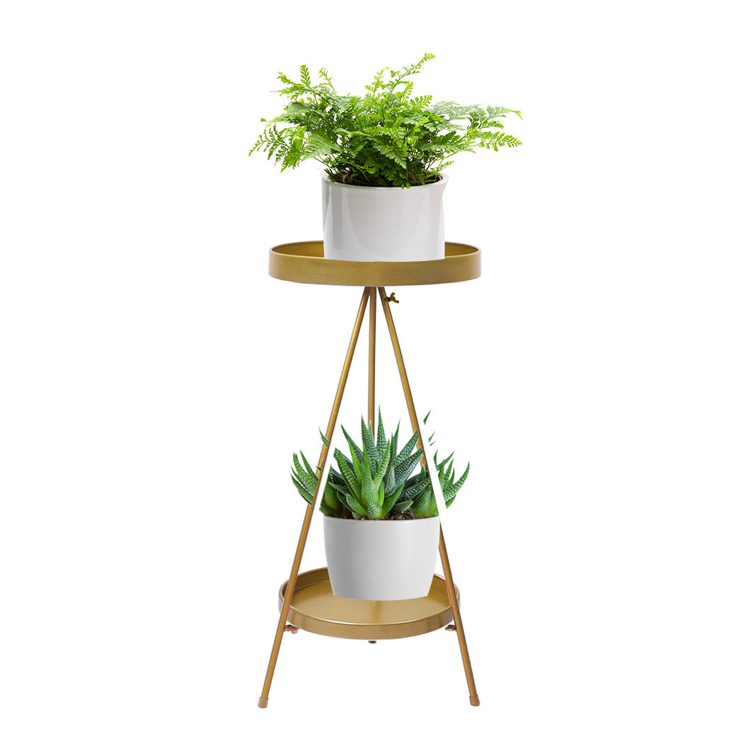 Levede Plant Stand 2 Tiers Outdoor Indoor Gold Medium.