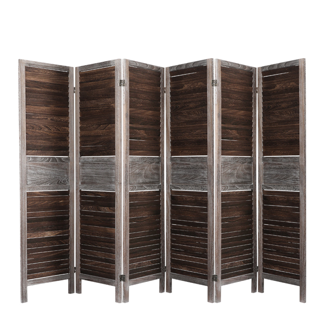 Levede Room Divider 6 Panel Folding Brown.
