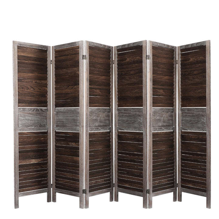 Levede Room Divider 6 Panel Folding Brown.