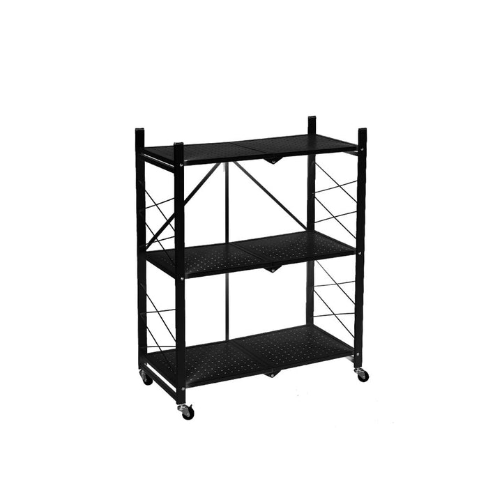 Levede Foldable Storage Shelf Display Black 3 Tiers.