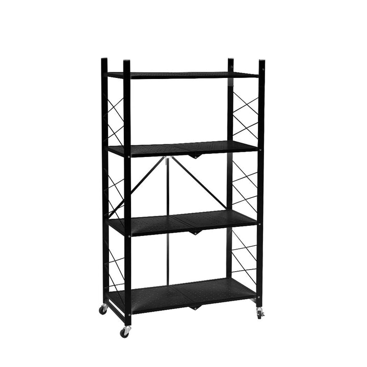 Levede Foldable Storage Shelf Display Black 4 Tiers.