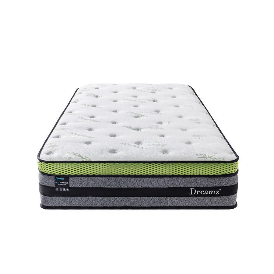 Single Cooling Mattress Pocket Spring Euro Top Bed Foam 7 Zone 30cm.