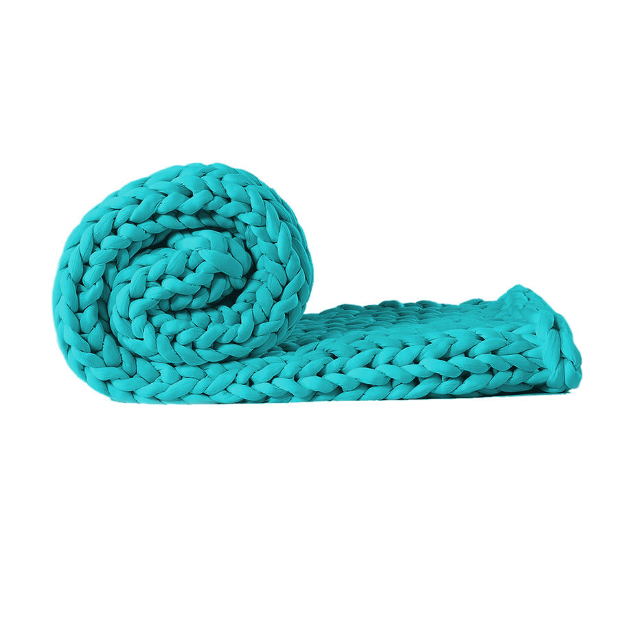 Dreamz Knitted Weighted Blanket Chunky Blue Kids.