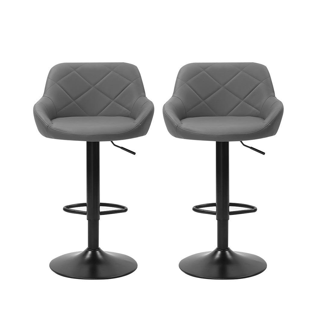 2x Bar Stools Stool Kitchen Chairs Swivel Grey.