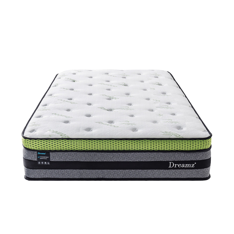 King Single Cooling Mattress Pocket Spring Euro Top Bed Foam 7 Zone 30cm.