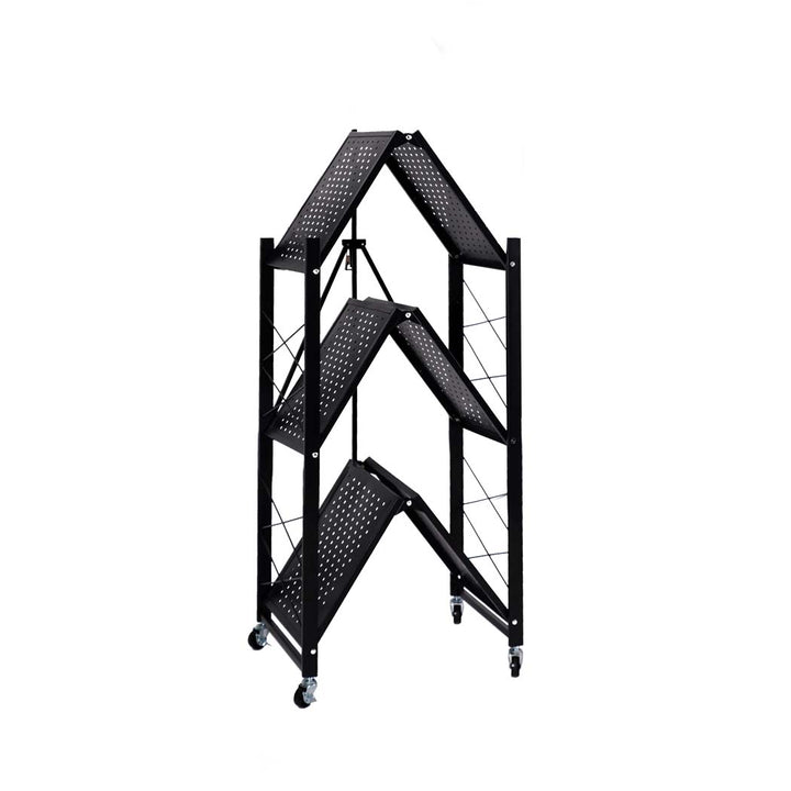 Levede Foldable Storage Shelf Display Black 3 Tiers.