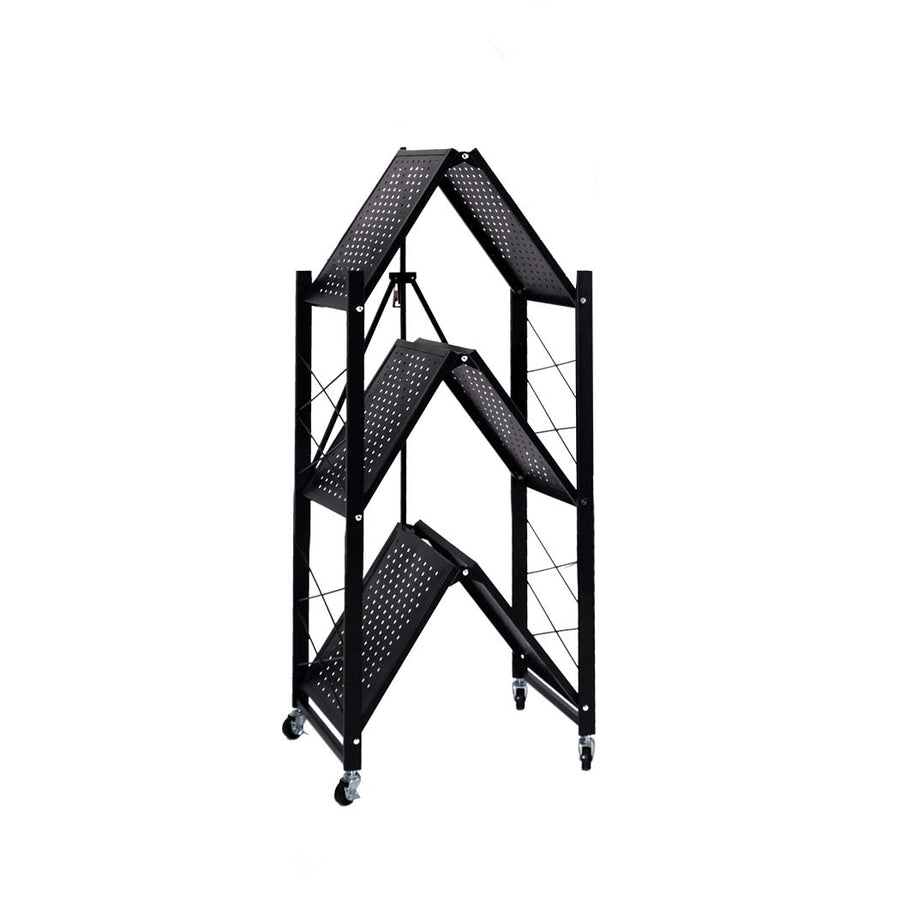 Levede Foldable Storage Shelf Display Black 3 Tiers.