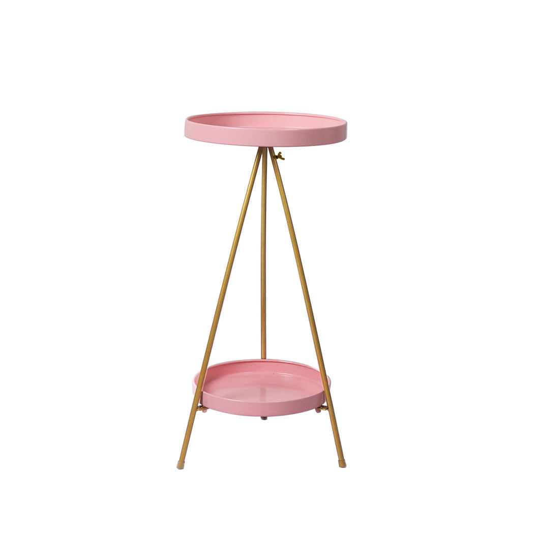 Levede Plant Stand 2 Tiers Outdoor Indoor Pink Gold Medium.