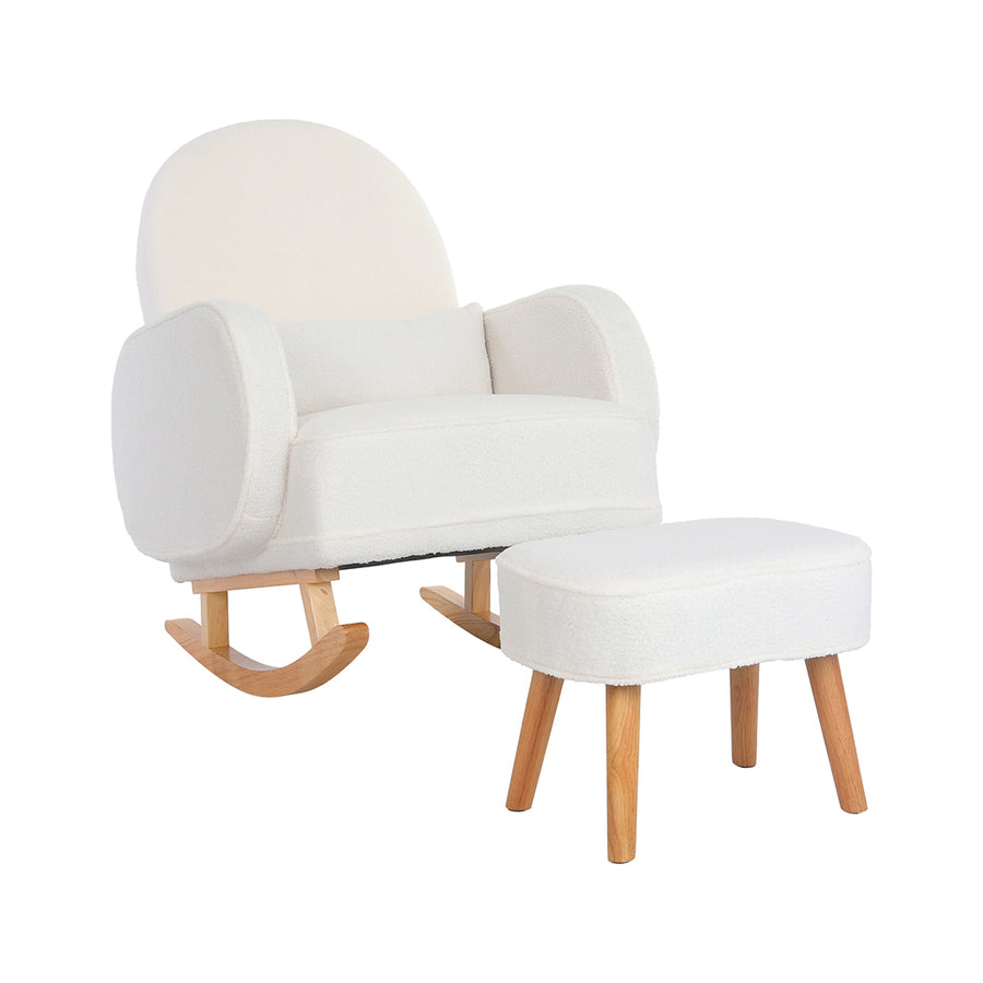 Fleece Rocking Chair with Footstool.