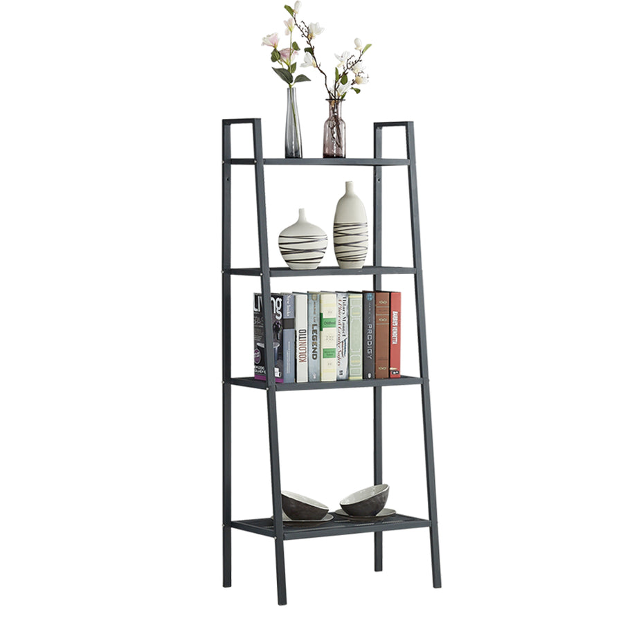 Bookshelf 4 Tier Ladder Shelf Unit Bookcase Black.